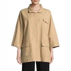 Eileen Fisher Kimono Sleeve Utility Jacket in Tan